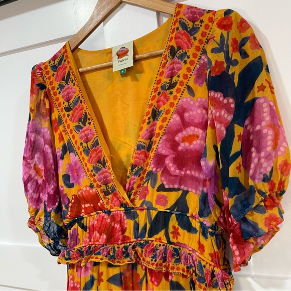 FARM RIO | FLORAL DREAM MAXI DRESS | Small | Anthropologie | Tiered Gown - Picture 10 of 10